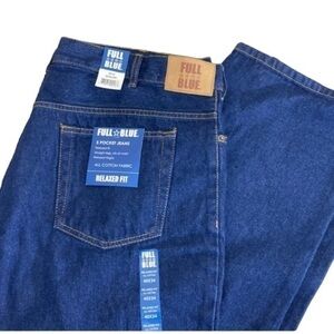 NEW! full blue basic‎ relaxed fit 5-pocket jeans size 40” x34”  NWT (J-380)